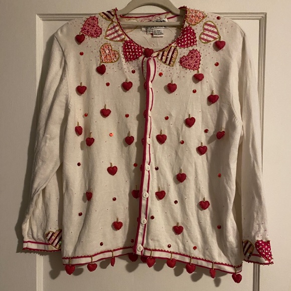 Rare Vintage Jack B Quick White Embellished Heart...